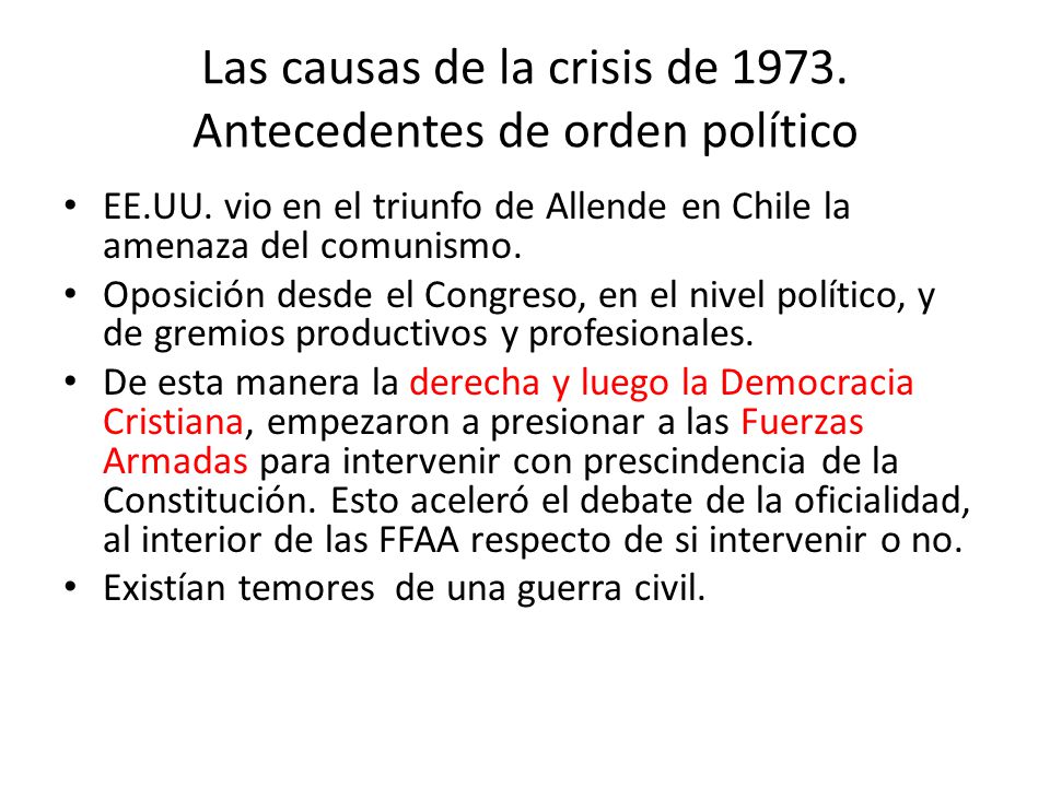 Las causas de la crisis de Antecedentes de orden político