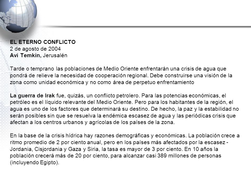 EL ETERNO CONFLICTO 2 de agosto de Avi Temkin, Jerusalén.