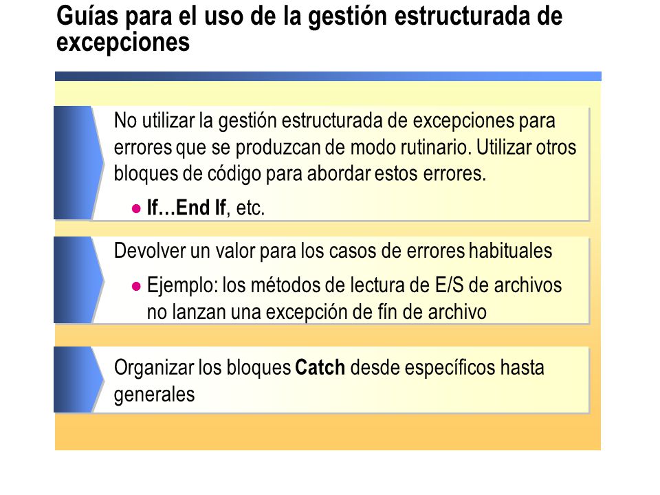 Guías para el uso de la gestión estructurada de excepciones