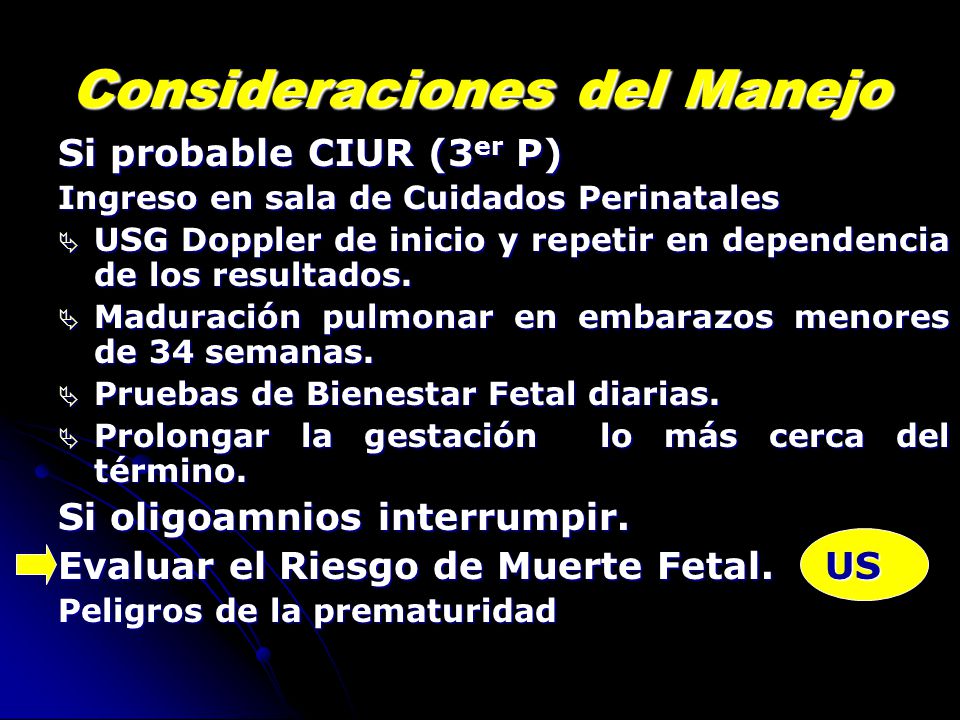 Consideraciones del Manejo
