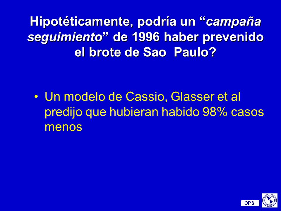 Hipotéticamente, podría un campaña seguimiento de 1996 haber prevenido el brote de Sao Paulo