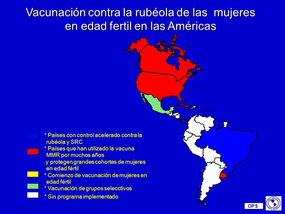Vacunación contra la rubéola de las mujeres en edad fertil en las Américas