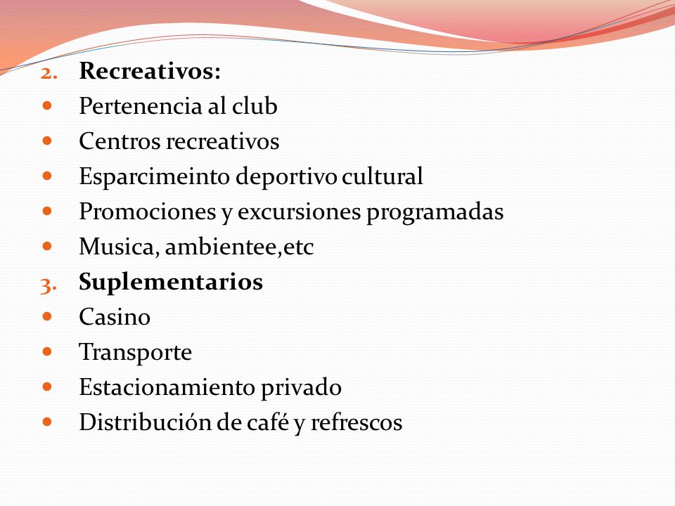 Recreativos: Pertenencia al club. Centros recreativos. Esparcimeinto deportivo cultural. Promociones y excursiones programadas.