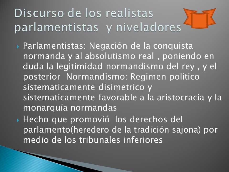 Discurso de los realistas parlamentistas y niveladores