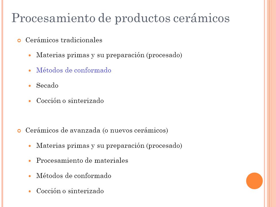 Procesamiento de productos cerámicos