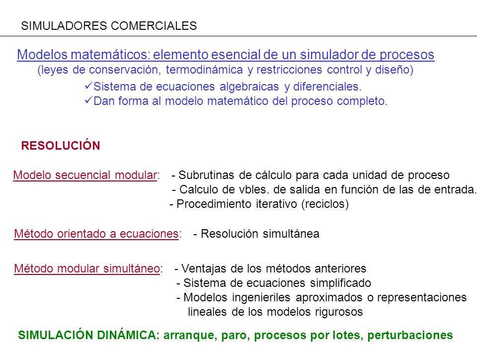 Modelos matemáticos: elemento esencial de un simulador de procesos