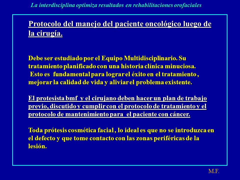 Protocolo del manejo del paciente oncológico luego de la cirugía.
