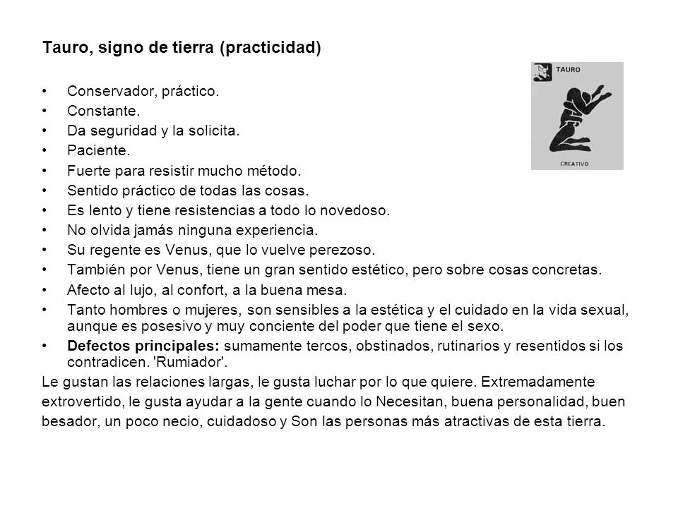 Tauro, signo de tierra (practicidad)
