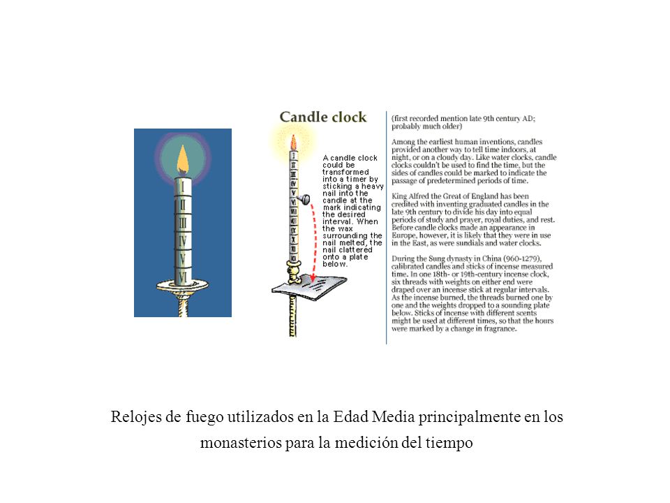 Relojes de fuego utilizados en la Edad Media principalmente en los monasterios para la medición del tiempo