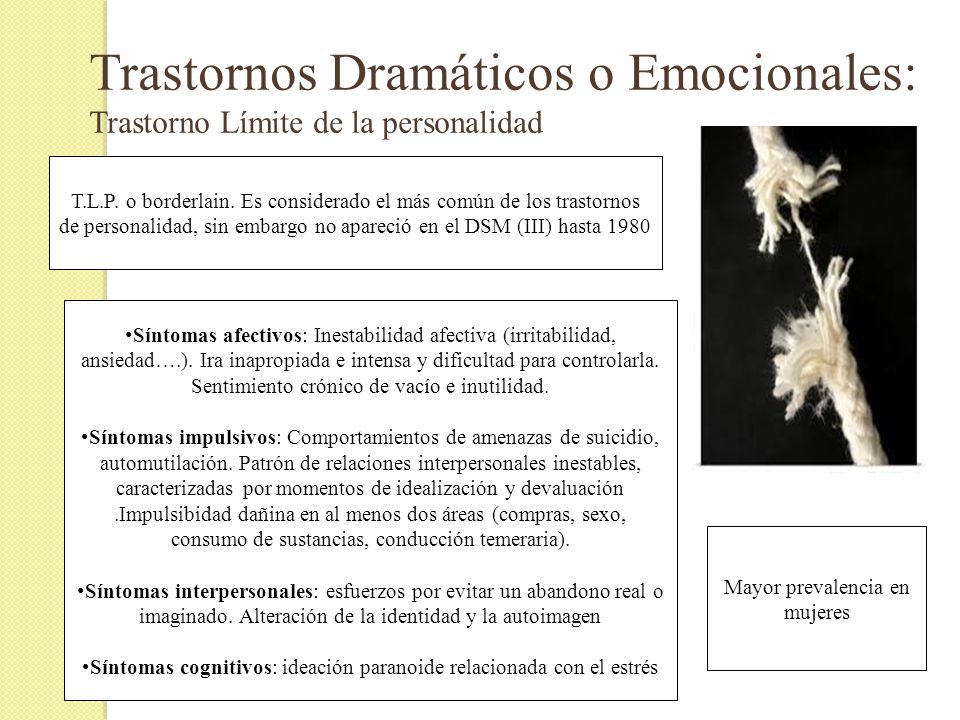 Trastornos Dramáticos o Emocionales: Trastorno Límite de la personalidad