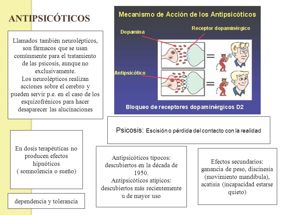 ANTIPSICÓTICOS Llamados también neurolépticos, son fármacos que se usan comúnmente para el tratamiento de las psicosis, aunque no exclusivamente.