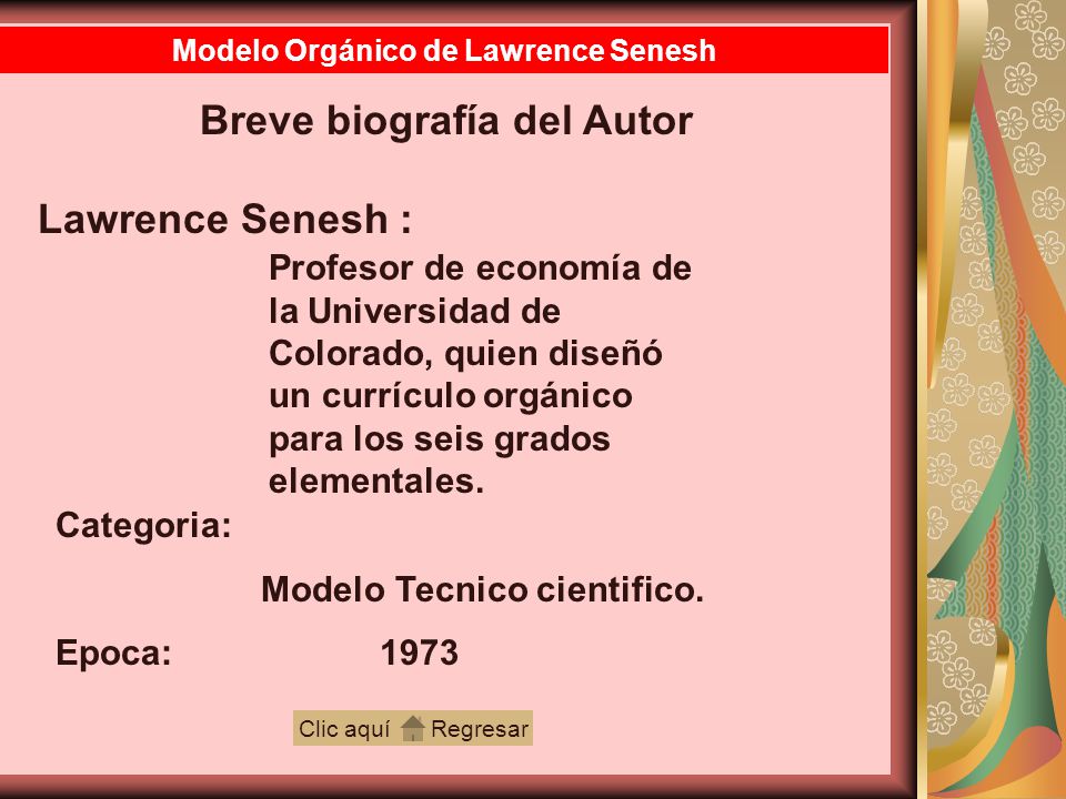 Modelo Orgánico de Lawrence Senesh Breve biografía del Autor