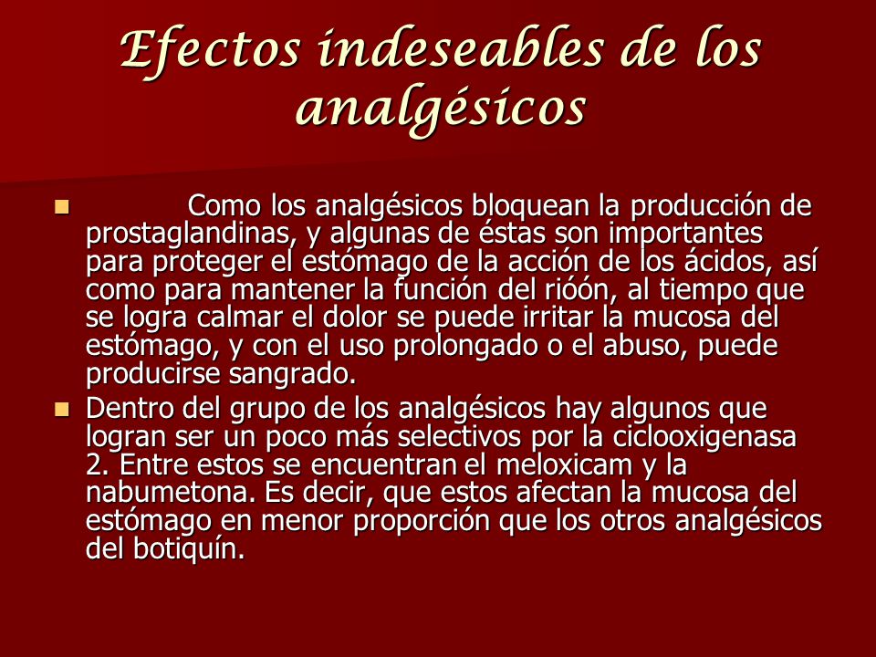 Efectos indeseables de los analgésicos