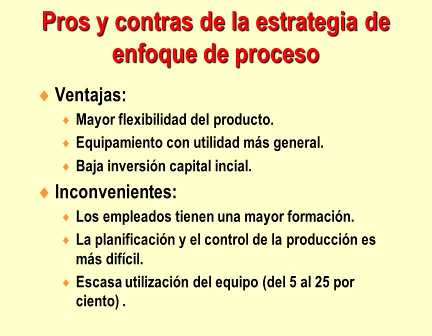 Pros y contras de la estrategia de enfoque de proceso