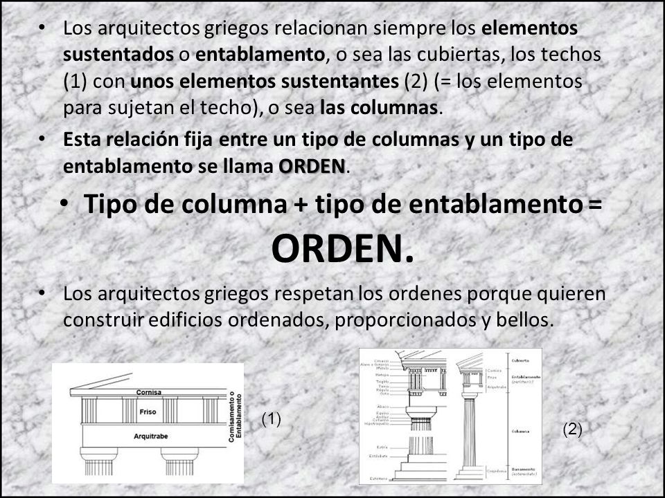 Tipo de columna + tipo de entablamento = ORDEN.