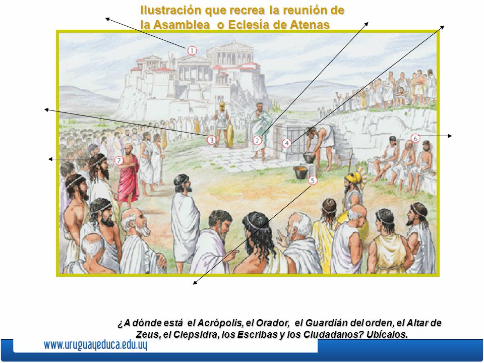Ilustración que recrea la reunión de la Asamblea o Eclesía de Atenas