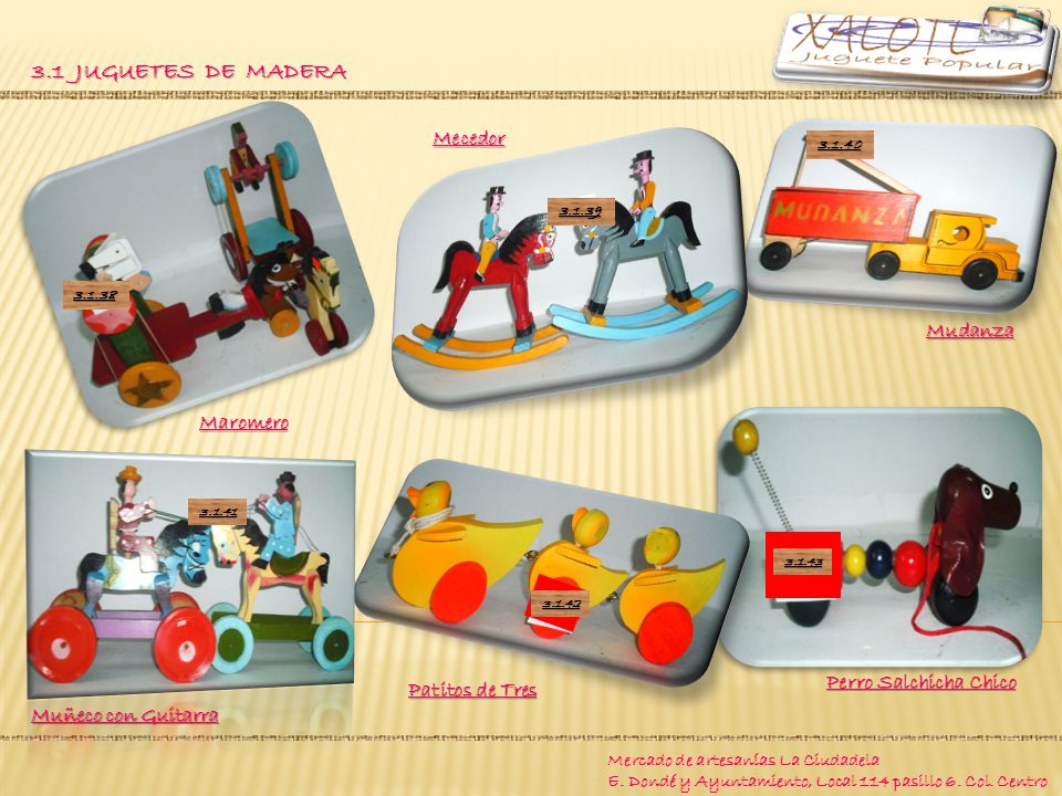3.1 JUGUETES DE MADERA Mecedor Mudanza Maromero Perro Salchicha Chico