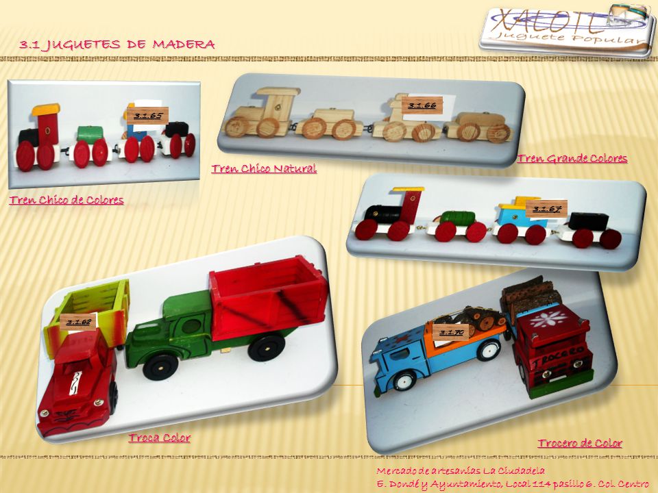 3.1 JUGUETES DE MADERA Tren Grande Colores Tren Chico Natural