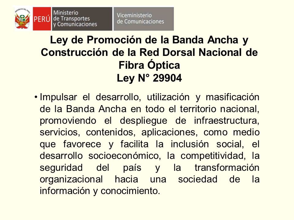 Ley de Promoción de la Banda Ancha y Construcción de la Red Dorsal Nacional de Fibra Óptica