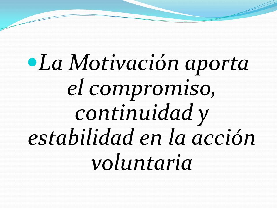 La Motivación aporta el compromiso, continuidad y estabilidad en la acción voluntaria
