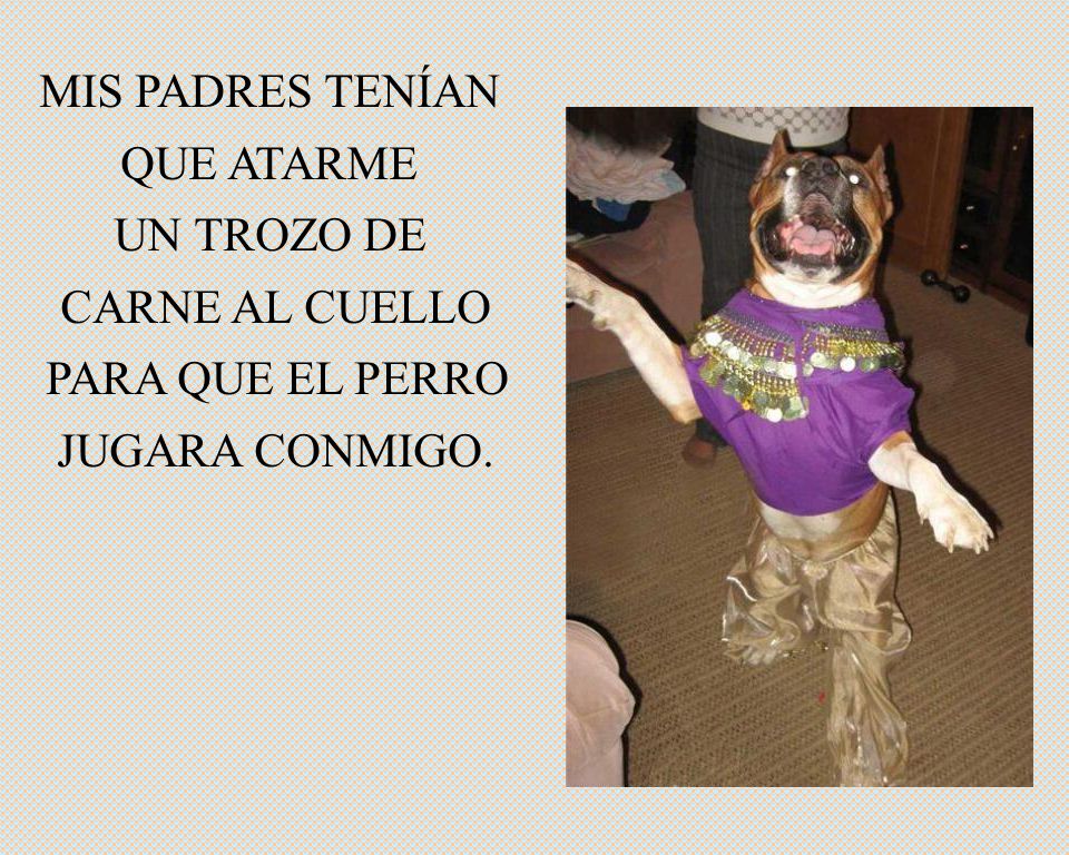 MIS PADRES TENÍAN QUE ATARME UN TROZO DE CARNE AL CUELLO PARA QUE EL PERRO JUGARA CONMIGO.