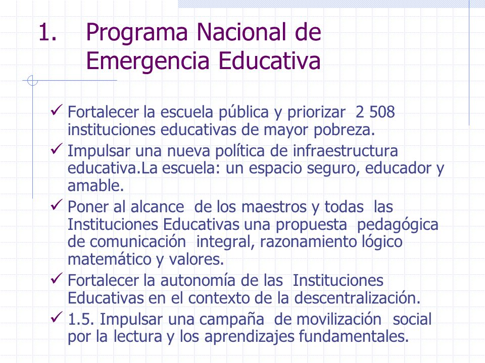 1. Programa Nacional de Emergencia Educativa