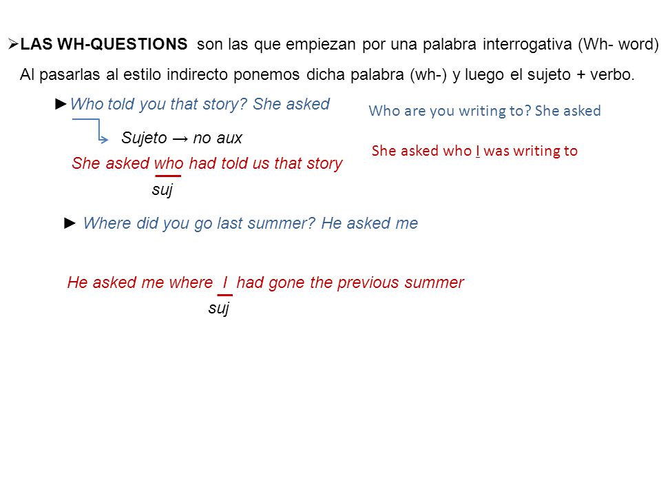 LAS WH-QUESTIONS son las que empiezan por una palabra interrogativa (Wh- word)