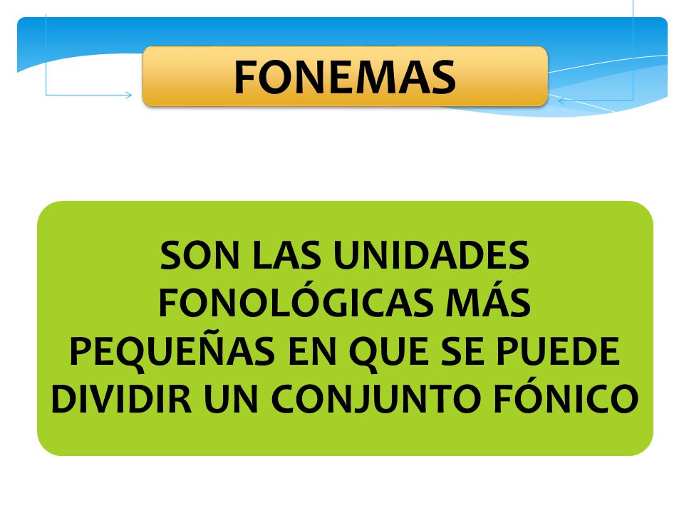FONEMAS SON LAS UNIDADES FONOLÓGICAS MÁS PEQUEÑAS EN QUE SE PUEDE DIVIDIR UN CONJUNTO FÓNICO