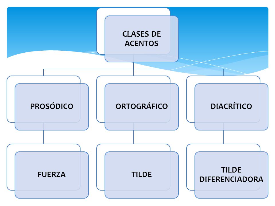 CLASES DE ACENTOS PROSÓDICO FUERZA ORTOGRÁFICO TILDE DIACRÍTICO TILDE DIFERENCIADORA