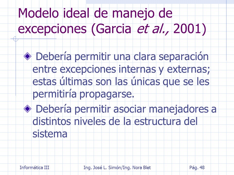 Modelo ideal de manejo de excepciones (Garcia et al., 2001)