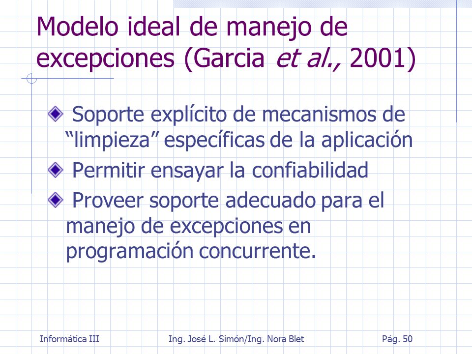 Modelo ideal de manejo de excepciones (Garcia et al., 2001)
