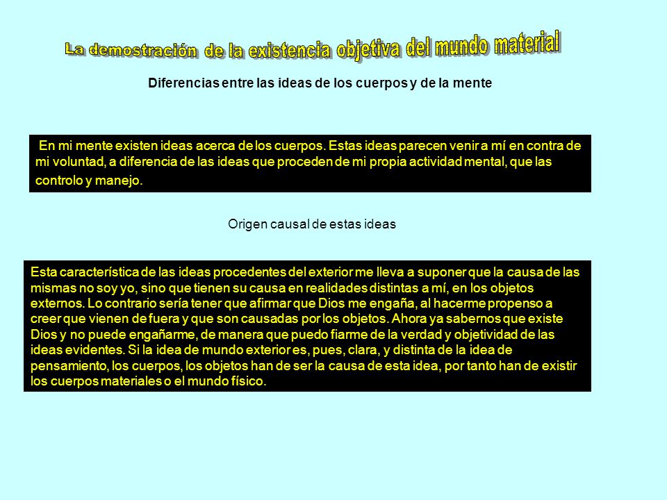 Diferencias entre las ideas de los cuerpos y de la mente