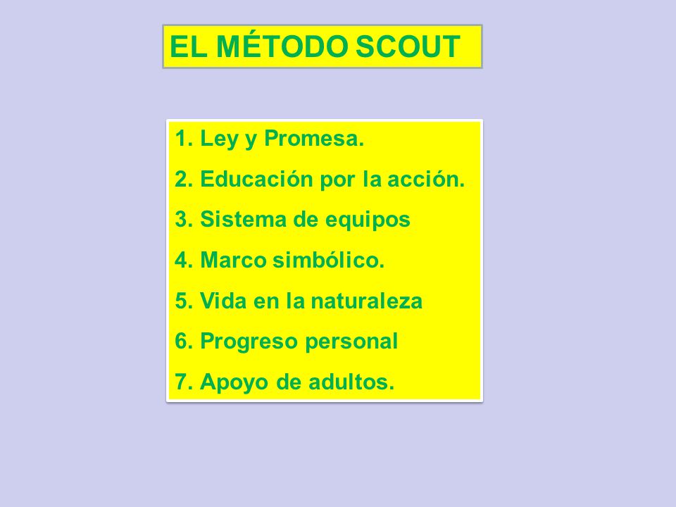 EL MÉTODO SCOUT Ley y Promesa. Educación por la acción.