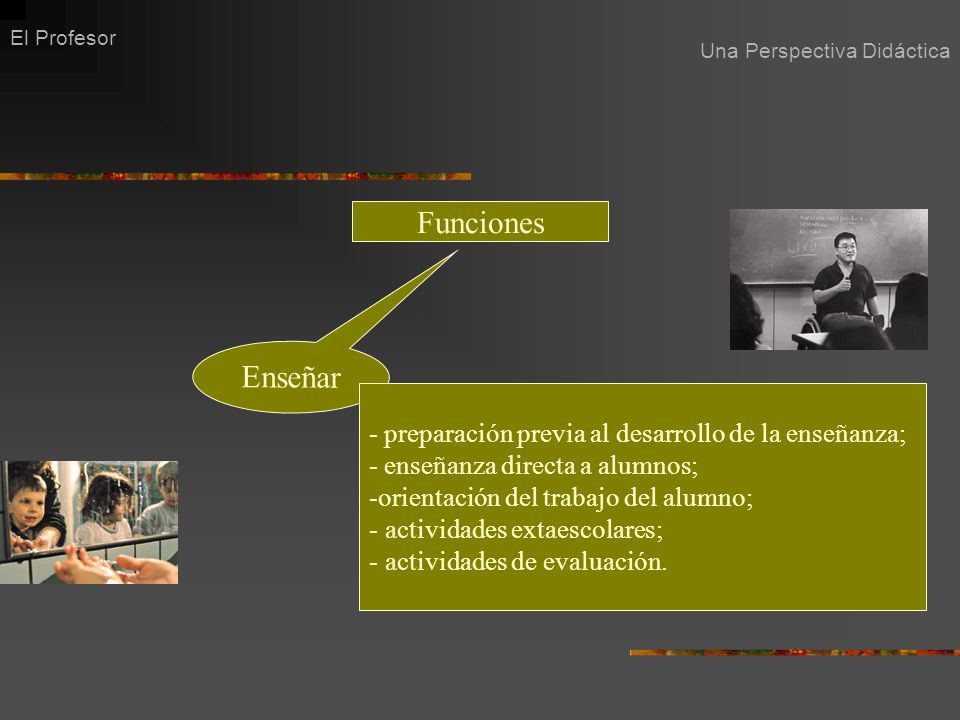 Funciones Enseñar - preparación previa al desarrollo de la enseñanza;