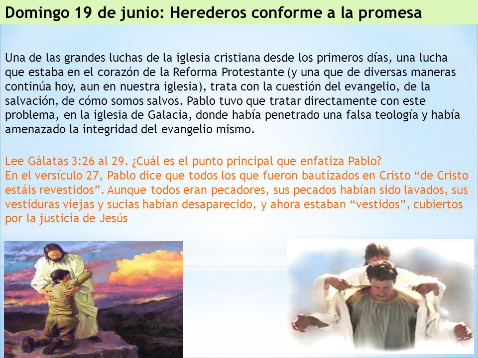 Domingo 19 de junio: Herederos conforme a la promesa