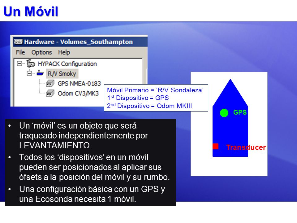 Un Móvil Móvil Primario = ‘R/V Sondaleza’ 1st Dispositivo = GPS. 2nd Dispositivo = Odom MKIII. GPS.
