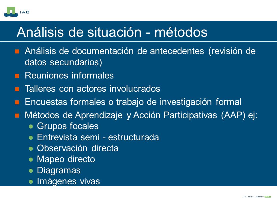 Análisis de situación - métodos
