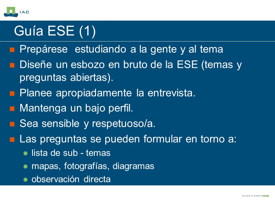 Guía ESE (1) Prepárese estudiando a la gente y al tema
