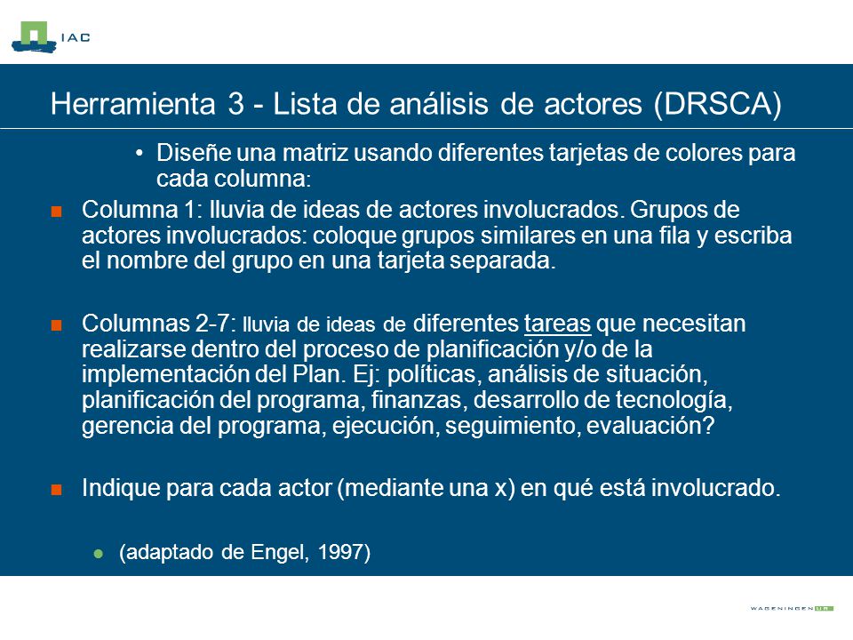 Herramienta 3 - Lista de análisis de actores (DRSCA)