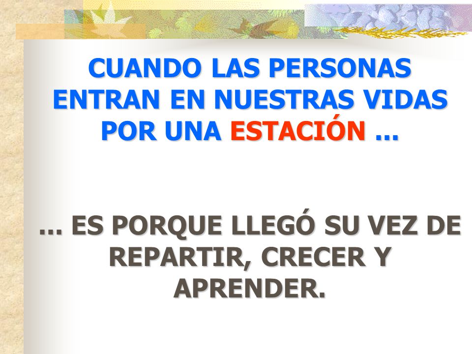 CUANDO LAS PERSONAS ENTRAN EN NUESTRAS VIDAS POR UNA ESTACIÓN ...