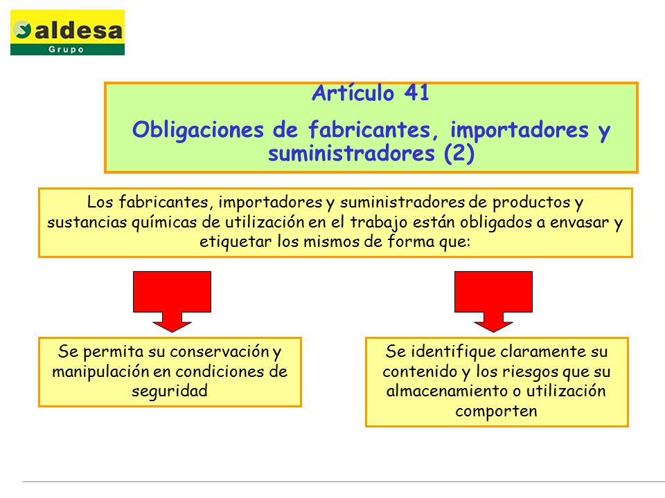 Obligaciones de fabricantes, importadores y suministradores (2)