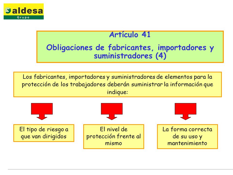Obligaciones de fabricantes, importadores y suministradores (4)