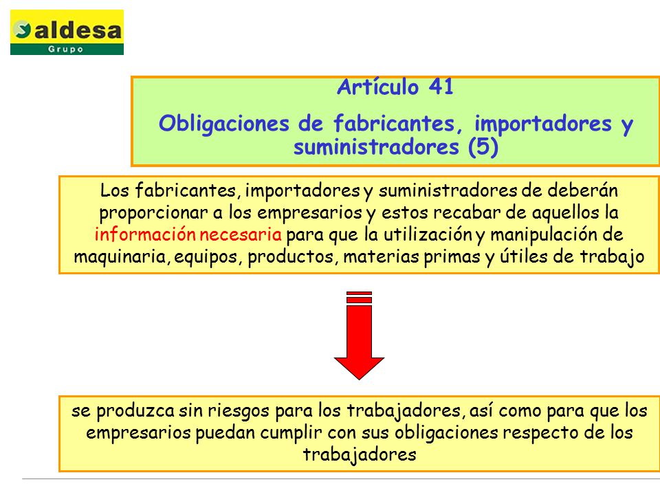 Obligaciones de fabricantes, importadores y suministradores (5)