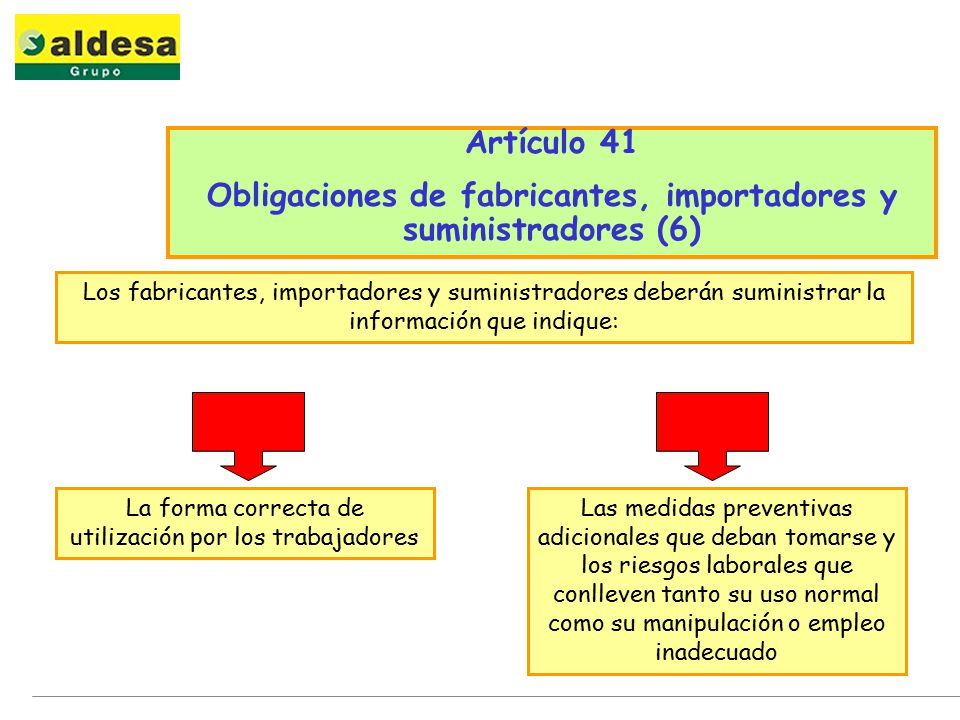 Obligaciones de fabricantes, importadores y suministradores (6)