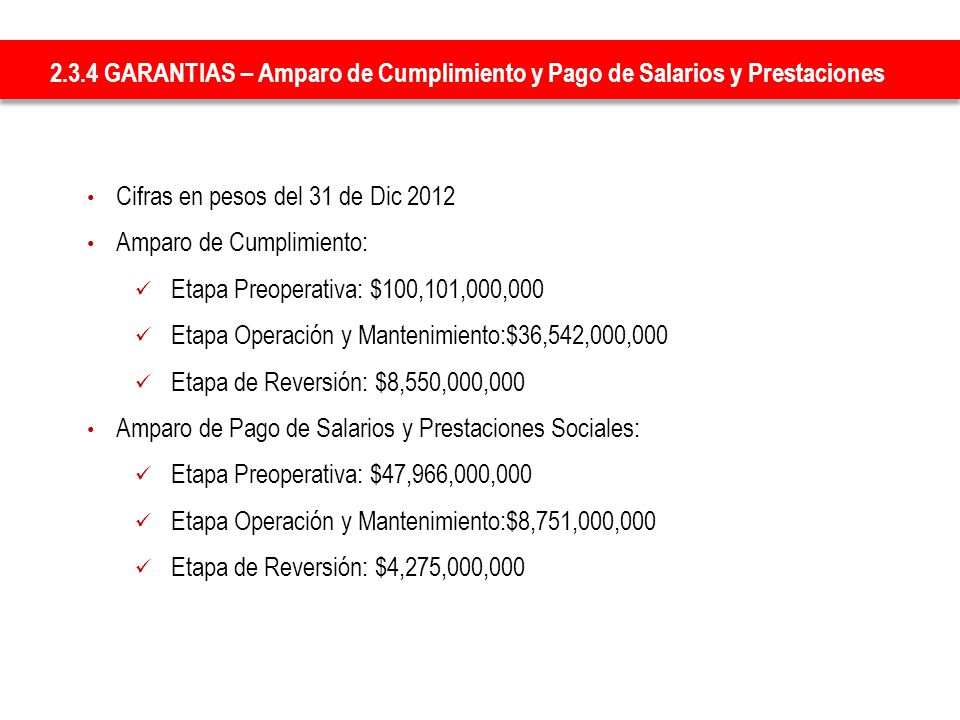 2.3.4 GARANTIAS – Amparo de Cumplimiento y Pago de Salarios y Prestaciones