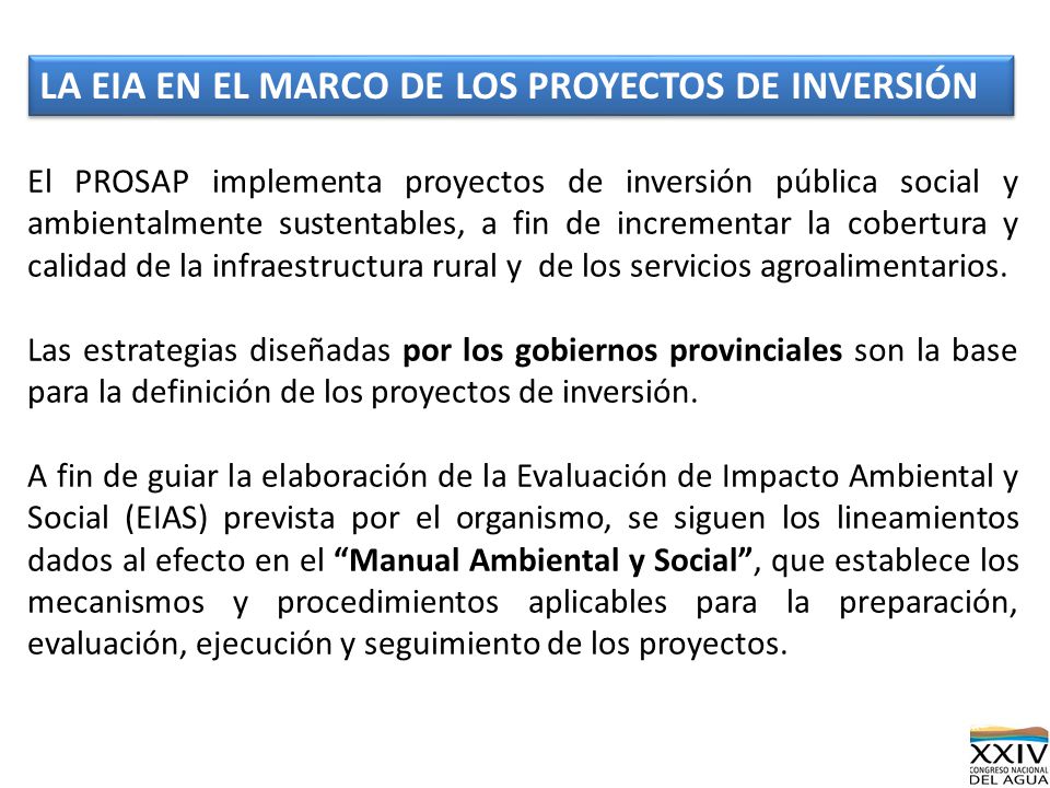 LA EIA EN EL MARCO DE LOS PROYECTOS DE INVERSIÓN