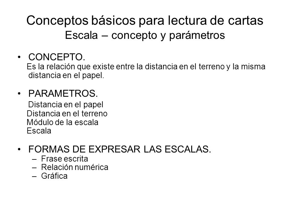 Conceptos básicos para lectura de cartas Escala – concepto y parámetros
