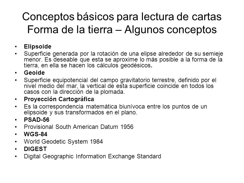 Conceptos básicos para lectura de cartas Forma de la tierra – Algunos conceptos
