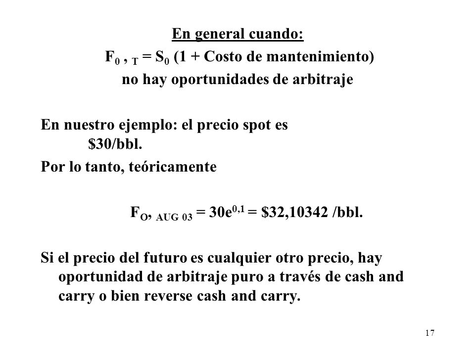 F0 , T = S0 (1 + Costo de mantenimiento)