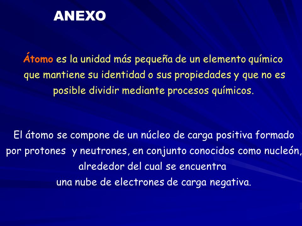 ANEXO Átomo es la unidad más pequeña de un elemento químico